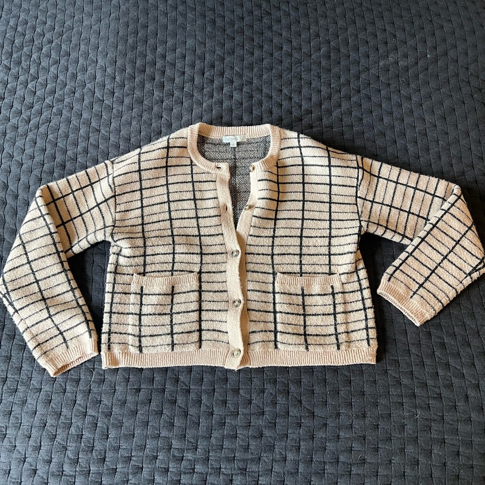 Plaid Button-Up Women's Sweater